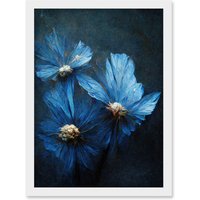 Artery8 Simple Elegant Cornflower Artwork Framed Wall Art Print A4 in White