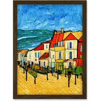 Artery8 France Marseille Van Gogh Style Modern Artwork Framed Wall Art Print A4 in Brown