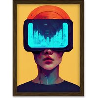 Artery8 Funky Virtual Reality Gamer Kids Artwork Framed Wall Art Print A4 in Brown