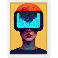 Artery8 Funky Virtual Reality Gamer Kids Artwork Framed Wall Art Print A4 in White