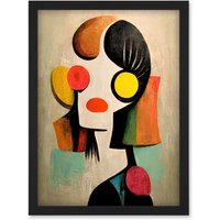 Artery8 Minimalist Abstract Pop Art Portrait Artwork Framed Wall Art Print A4 in Black