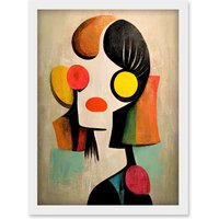 Artery8 Minimalist Abstract Pop Art Portrait Artwork Framed Wall Art Print A4 in White