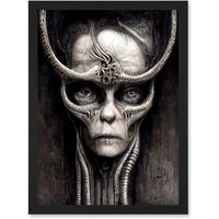 Artery8 Gothic Fantasy Alien Art Artwork Framed Wall Art Print A4 in Black