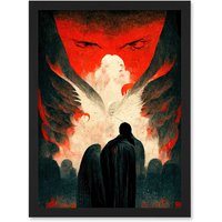 Artery8 Gates Of Hell Devil Satan Lucifer Evil Artwork Framed Wall Art Print A4 in Black
