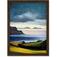 Artery8 Mull Of Kintyre Scotland Artwork Framed Wall Art Print A4 in Brown