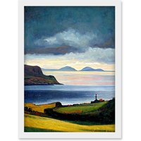 Artery8 Mull Of Kintyre Scotland Artwork Framed Wall Art Print A4 in White