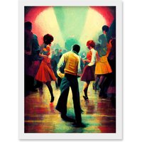 Artery8 Northern Soul Music Retro Sixties Artwork Framed Wall Art Print A4 in White