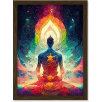 Artery8 Ethereal Seven Chakra Meditation Astral Artwork Framed Wall Art Print A4 in Brown