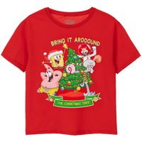 SpongeBob SquarePants Kids Short Sleeved T-Shirt (Red) in Red | Size: 9-10 Years