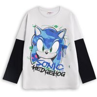 Sonic the Hedgehog Kids Long Sleeved T-Shirt (Grey / Black) in Grey | Size: 6-7 Years