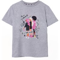 Barbie Girl's Kids Short Sleeved T-Shirt (Grey Marl) in Grey | Size: 3-4 Years