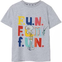 SpongeBob SquarePants Boy's Kids Short Sleeved T-Shirt (Grey Marl) in Grey | Size: 7-8 Years