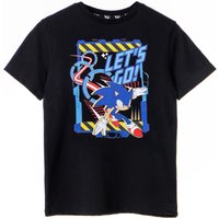 Sonic the Hedgehog Boy's Let'S Go Short Sleeved T-Shirt | Boys Black | Officially Licensed Merch | Size: 3-4 Years