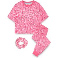 Barbie Girl's Kids Short Sleeve Long Leg Pyjama Set (Pink AOP) in Pink | Size: 3-4 Years