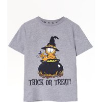 Garfield Kids Short Sleeved T-Shirt (Grey Marl) in Grey | Size: 7-8 Years
