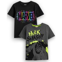 Marvel Boy's Kids Short Sleeved T-Shirt (Black/Grey) in Black | Size: 6-7 Years