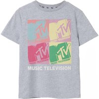 MTV Girl's Kids Short Sleeved T-Shirt (Grey Marl) in Grey | Size: 11-12 Years