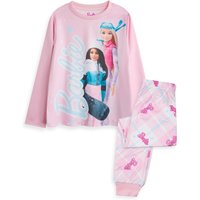 Barbie Girl's Kids Long Sleeve Long Leg Pyjama Set (Pink) in Pink | Size: 11-12 Years