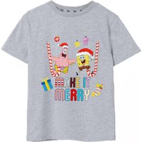 SpongeBob SquarePants Kids Short Sleeved T-Shirt (Grey Marl) in Grey | Size: 3-4 Years