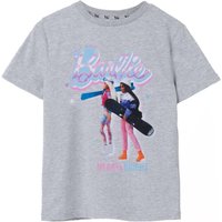 Barbie Girl's Merry & Bright Short Sleeved T-Shirt | Girls Grey Marl | Officially Licensed Merch | Size: 11-12 Years