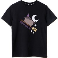 Pusheen Girl's Kids Short Sleeved T-Shirt (Black) in Black | Size: 9-10 Years