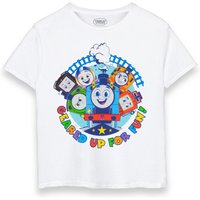 Boy's Thomas & Friends Geared up for Fun Short Sleeved T-Shirt | Boys White | Officially Licensed Merch | Size: 3-4 Years