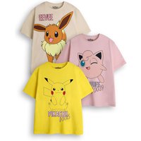 Pokemon Girl's Kids Multi-Pack of 3 Short-Sleeved T-Shirts (Multi) | Size: 13-14 Years