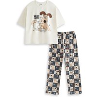 Wallace & Gromit Women's Short Sleeve Long Leg Pyjama Set | Offwhite | Official Merch in White | Size: Medium