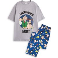 Wallace & Gromit Men's Short Sleeve Long Leg Pyjama Set | Grey | Official Merch | Size: XL