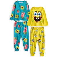 SpongeBob SquarePants Kids Multi-Pack of 2 Long Sleeve Long Leg Pyjama Set (Multicoloured) | Size: 13-14 Years