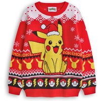 Pokemon Boy's Christmas Jumper | Boys Red | Official Merch | Size: 5-6 Years