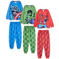 Marvel Boy's Kids Multi-Pack of 3 Long Sleeve Long Leg Pyjama Set (Multicoloured) | Size: 3-4 Years