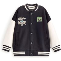 Minecraft Boy's Kids Varsity Jacket (Black) in Black | Size: 9-10 Years