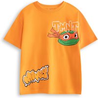 Teenage Mutant Ninja Turtles Boy's Kids Short Sleeved T-Shirt (Orange) in Orange | Size: 8-9 Years