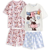 Disney Girl's Multi Character Minnie Multi-Pack of 2 Short Sleeve Short Leg Pyjama Set | Girls Multicoloured | Officially Licensed Merch