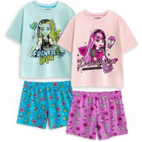 Monster High Girl's Kids Multi-Pack of 2 Short Sleeve Short Leg Pyjama Set (Multicoloured) | Size: 5-6 Years