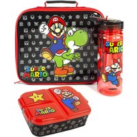 Nintendo Kids Lunch Bag Bottle & Snack Pot (Black) in Black