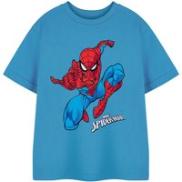 Spider Man Boy's Kids Short Sleeved T-Shirt (Blue) in Blue | Size: 3-4 Years