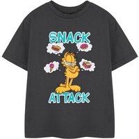 Garfield Kids Short Sleeved T-Shirt (Charcoal) in Grey | Size: 11-12 Years