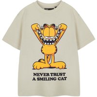 Garfield Kids Short Sleeved T-Shirt (Oatmeal) in Beige | Size: 7-8 Years