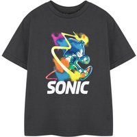 Sonic the Hedgehog Boy's Kids Short Sleeved T-Shirt (Charcoal) in Grey | Size: 9-10 Years
