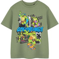Teenage Mutant Ninja Turtles Boy's Kids Short Sleeved T-Shirt (Khaki) in Green | Size: 9-10 Years