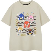 Sonic the Hedgehog Boy's Kids Short Sleeved T-Shirt (Oatmeal) in Beige | Size: 9-10 Years