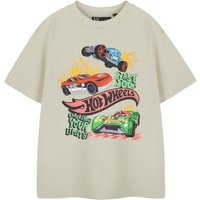 Hot Wheels Boy's Kids Short Sleeved T-Shirt (Oatmeal) in Beige | Size: 7-8 Years