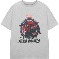 Marvel Boy's Miles Jump Spider-Man Short Sleeved T-Shirt | Boys Grey Marl | Officially Licensed Merch | Size: 3-4 Years