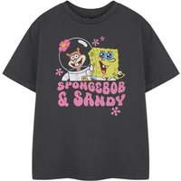 SpongeBob SquarePants Girl's Kids Short Sleeved T-Shirt (Charcoal) in Grey | Size: 11-12 Years