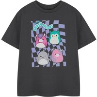 Squishmallows Girl's Kids Short Sleeved T-Shirt (Charcoal) in Grey | Size: 9-10 Years