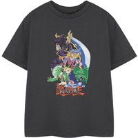 YU-GI-OH! Boy's Kids Short Sleeved T-Shirt (Charcoal) in Grey | Size: 11-12 Years