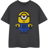 Minions Kids Short Sleeved T-Shirt (Charcoal) in Grey | Size: 13-14 Years