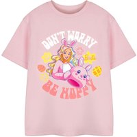 Barbie Girl's Don't Worry Be Hoppy Short Sleeved T-Shirt | Girls Pink | Officially Licensed Merch | Size: 3-4 Years
